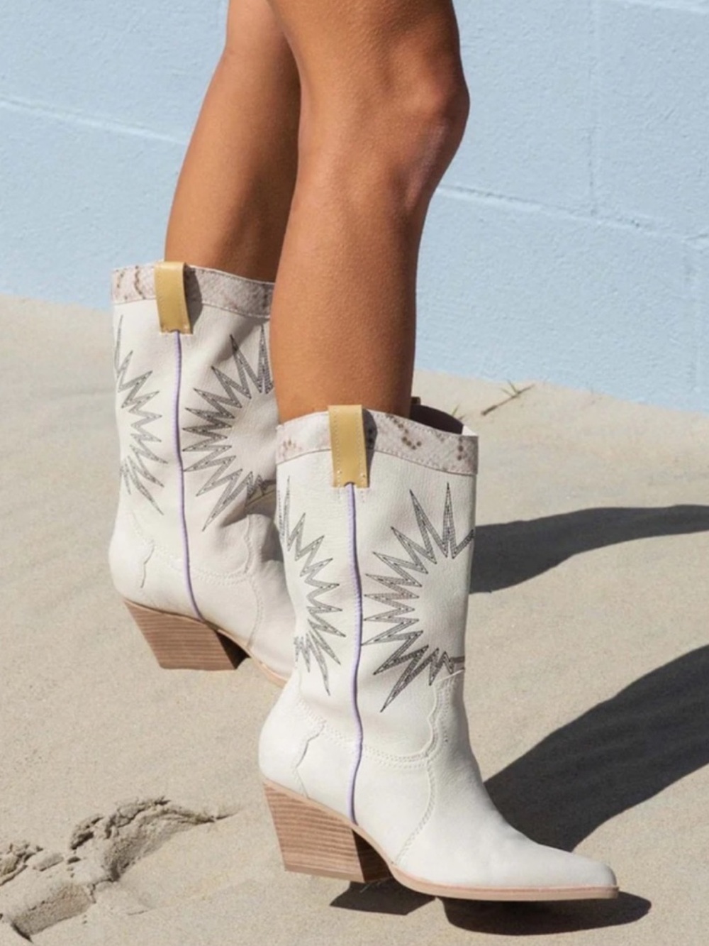 NEW DOLCE VITA Lawson Western Boot SAND NUBUCK SIZE 9 Starburst Cowgirl